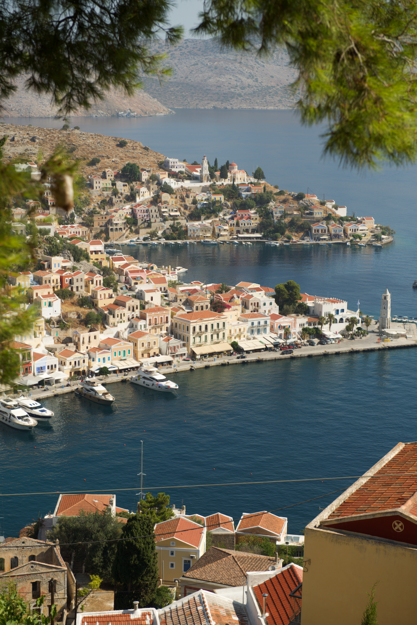 COASTLINE FROM ABOVE. SYMI GREECE