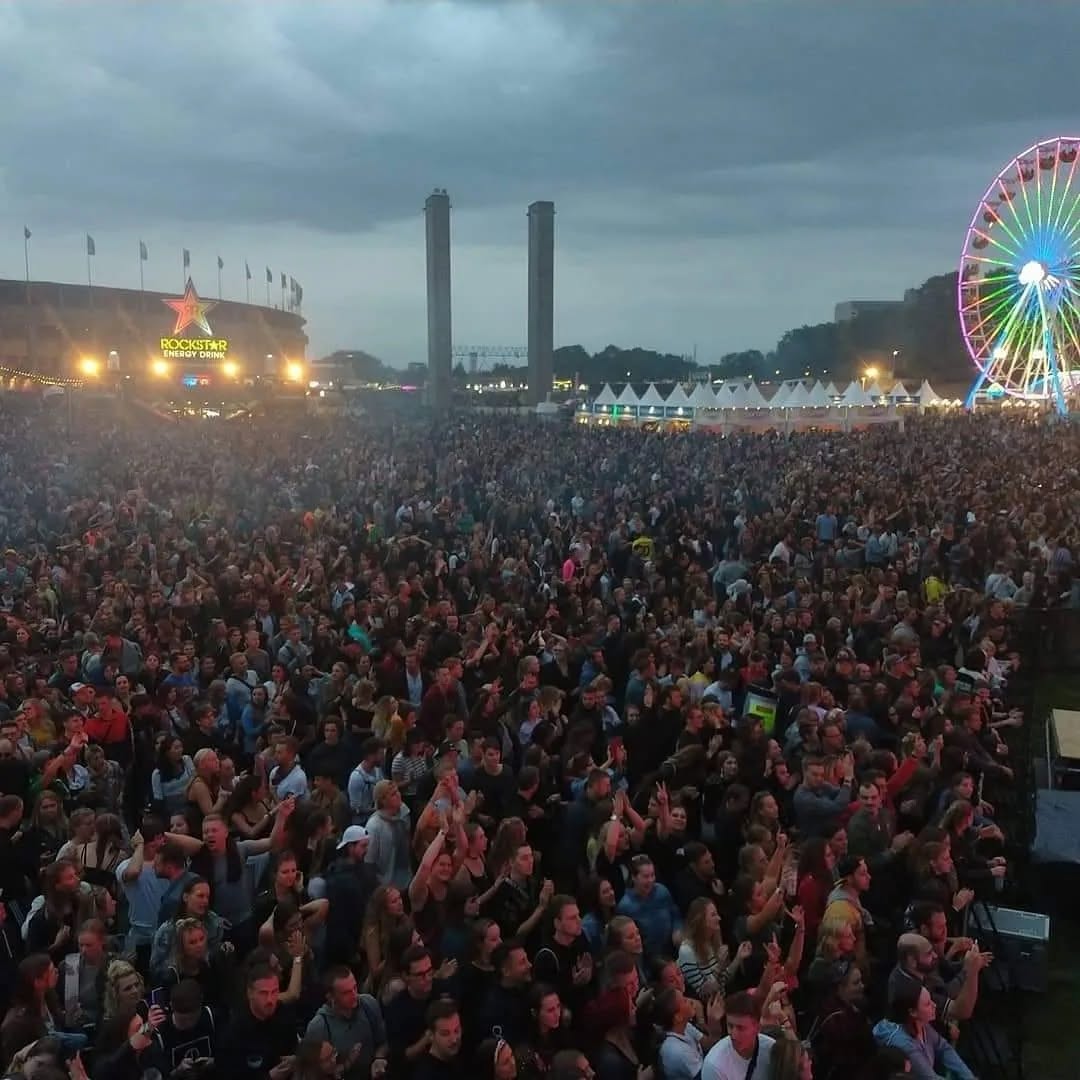 The festival crowd from my camera platform