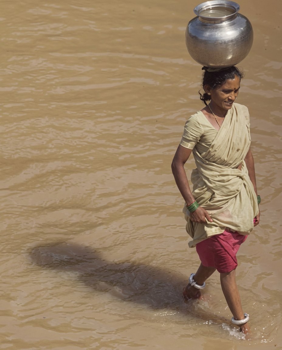 Crossing the river, India